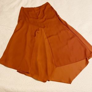 Who What Wear Rust Asymmetrical Midi Skirt